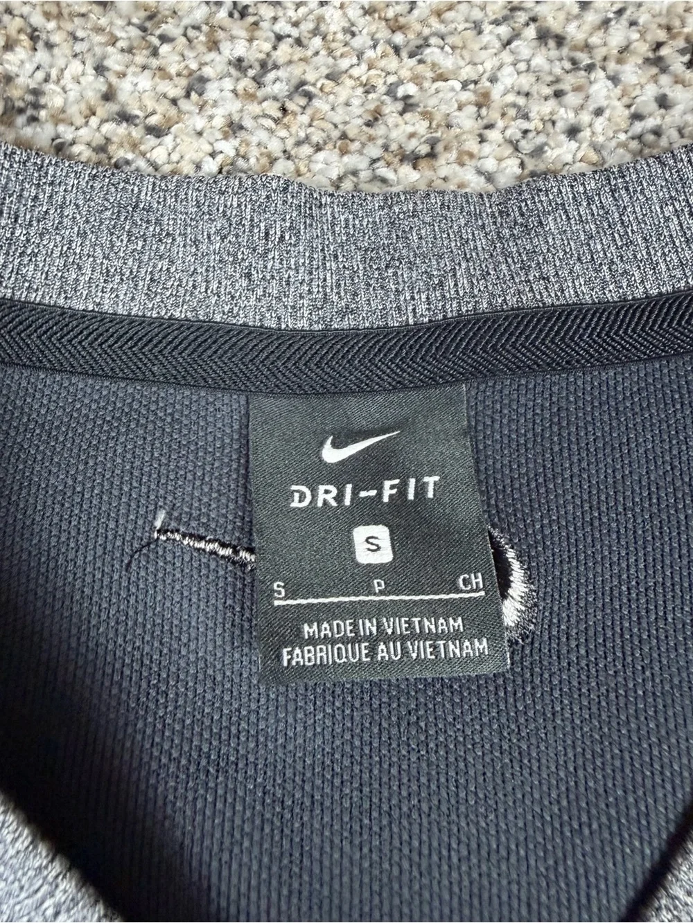 Sz Small Men’s Nike Dri-Fit V Neck Pullover Golf Sweater Vest Grey Ribbed Trim